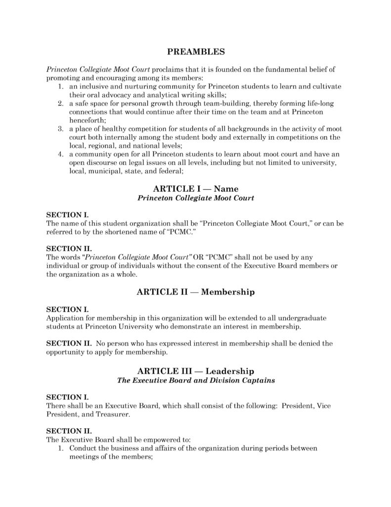 Page 3 of the Princeton Collegiate Moot Court Constitution